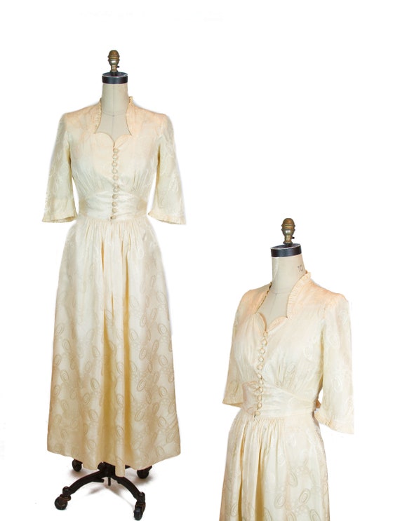 Vintage 1940s Dress Champagne Old Hollywood Art Deco Dress | Etsy