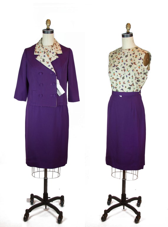 1960s Suit ~ Butterfly and Fruit Novelty Print Blo