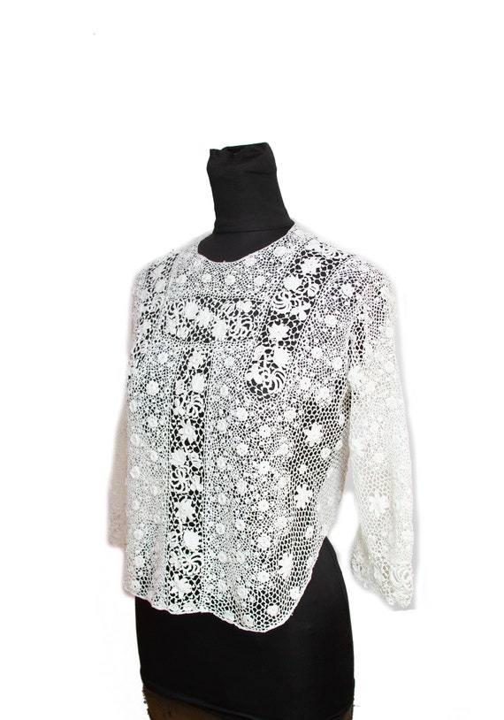 Victorian Antique Blouse ~ Irish Crochet Lace Top