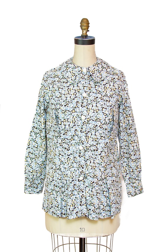 1930s Blouse // Floral Feedsack Smock Long Sleeve