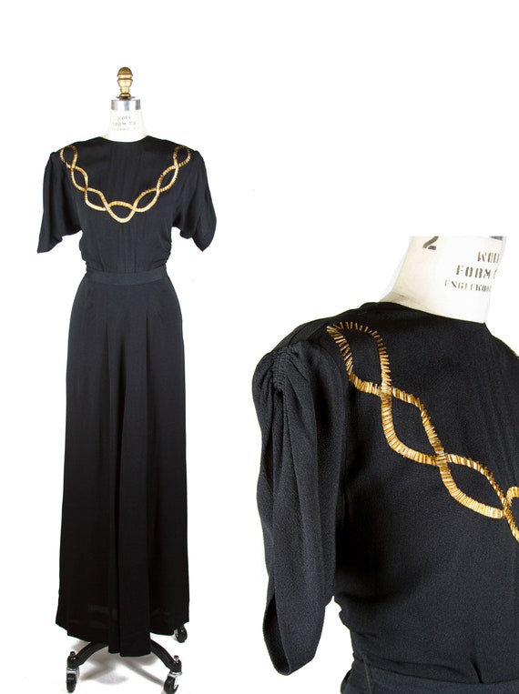 1940s dress gold beaded - Gem