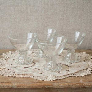 Vintage Anchor Hocking Berwick Glass Set of 4 | Clear Boopie Stemware, Mid Century Barware