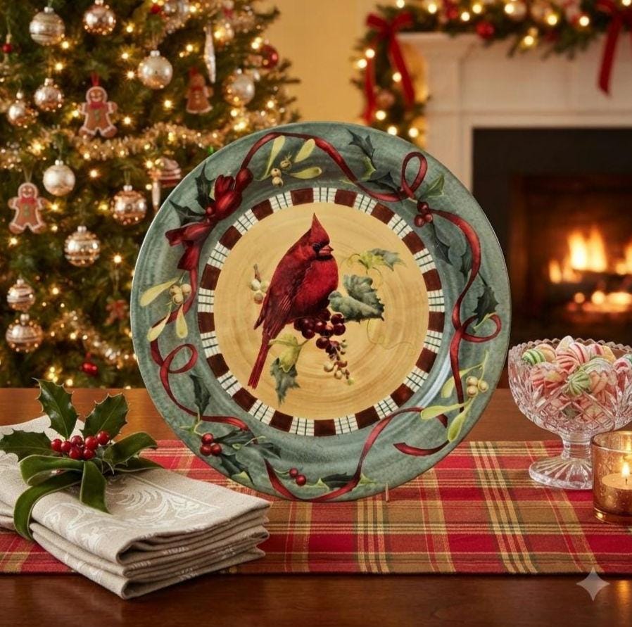 Lenox Christmas Cardinal Plates - Etsy