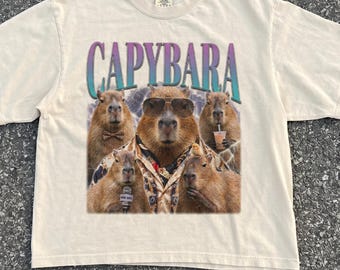 Retro 90s Bootleg Capybara Comfort Colors Shirt, Funny Animal Meme Shirt, Capybara Lover Gift