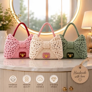Haakpatroon voor een tas met strik, elegante handtas handleiding, beginners PDF (direct te downloaden)