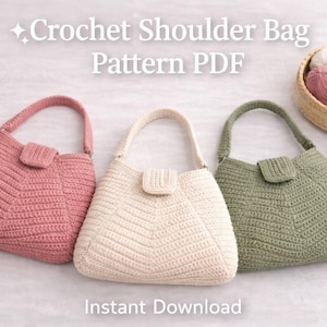 Patrón de bolso de hombro moderno de crochet, tutorial de bolso estructurado (descarga en PDF)