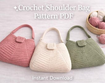Modern Crochet Shoulder Bag Pattern, Structured Handbag Tutorial (PDF Download)
