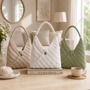 Patchwork Crochet Bag Pattern PDF Beginner Shoulder Tote Ribbed Purse DIY Digital Download Tutorial