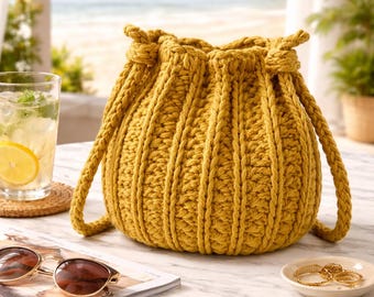 Crochet Round Bag Pattern: Easy Boho Crossbody Bag, Handmade Purse (PDF Download)