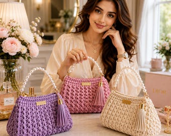 Crochet Fantasy Stitch Shoulder Bag Pattern PDF Instant Download Elegant Handmade Purse