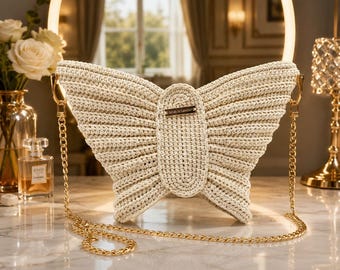 Crochet Butterfly Bag Pattern: Textured Wings Purse Tutorial (PDF Download)
