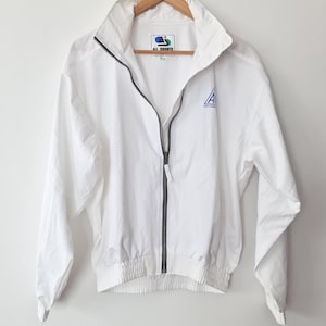 coupe-vent Mizuno vintage des années 90 | Vêtements de sport japonais Aichi Football AFA | Blouson de survêtement en nylon blanc bleu Gorpcore | Homme S M
