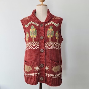 90s Japanese Vintage Scenic Knit Vest vy Drug Store | Gorpcore Waistcoat, Size M