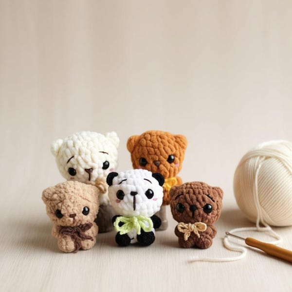 小さなクマのかぎ針編みパターン | かわいいあみぐるみクマのデュオ PDF | お子様や大切な人への手作りぬいぐるみギフト
