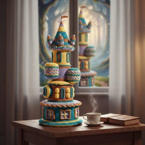 Patrón de casa de castillo de crochet 3D más adorable / Cabaña inspirada en cuentos de hadas / Descarga digital en PDF