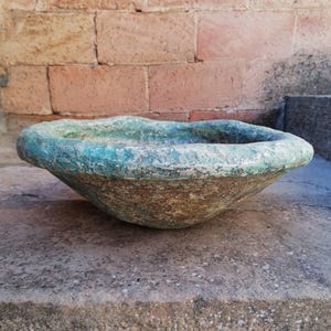 Large Handmade Papier Mache Bowl, Turquoise Stone Effect, Sculptural Wabi Sabi Decor, Organic Rustic Centerpiece, 40 cm/15.7 in , L1557.5
