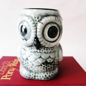 Vintage Owl Ceramic Planter, Small Owl Pot, Pencil Holder, Rustic Owl Decor, Ceramic Owl Planter Pot, Vintage Owl Figurine, Owl Container