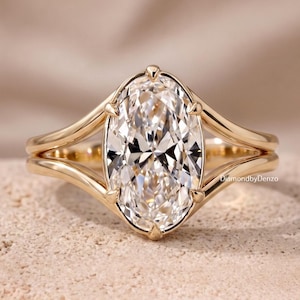 3,5 CT ovale lab-gegroeide diamanten solitaire trouwring, IGI-gecertificeerde ovaal geslepen gespleten schacht verlovingsring, jubileumring, vrouwen bruidsring