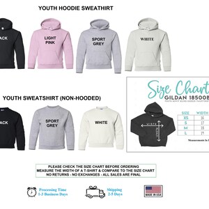 youth hoodie sweat shirt sizes chart