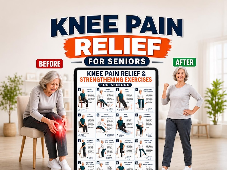 Knee Pain Relief Exercises Printable, Knee Joint Pain Workout, Gentle Knee Therapy Routine, Low Impact Rehab Exercises, Knee workout plan image 2