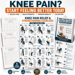 Knee Pain Relief Exercises Printable, Knee Joint Pain Workout, Gentle Knee Therapy Routine, Low Impact Rehab Exercises, Knee workout plan image 3