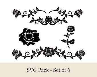 SVG-set roos – wijnstokontwerpen met bloemen, Cricut en silhouet (svg en png)