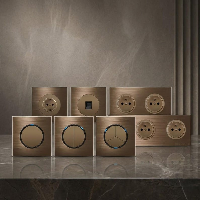 Universal Retro LED Wall Switch and Electrical Outlet EU FR 220V ...