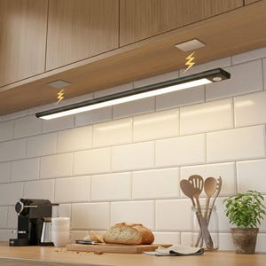 Barra de luz LED con sensor de movimiento recargable - Iluminación magnética inalámbrica debajo de gabinetes para armarios y cocinas