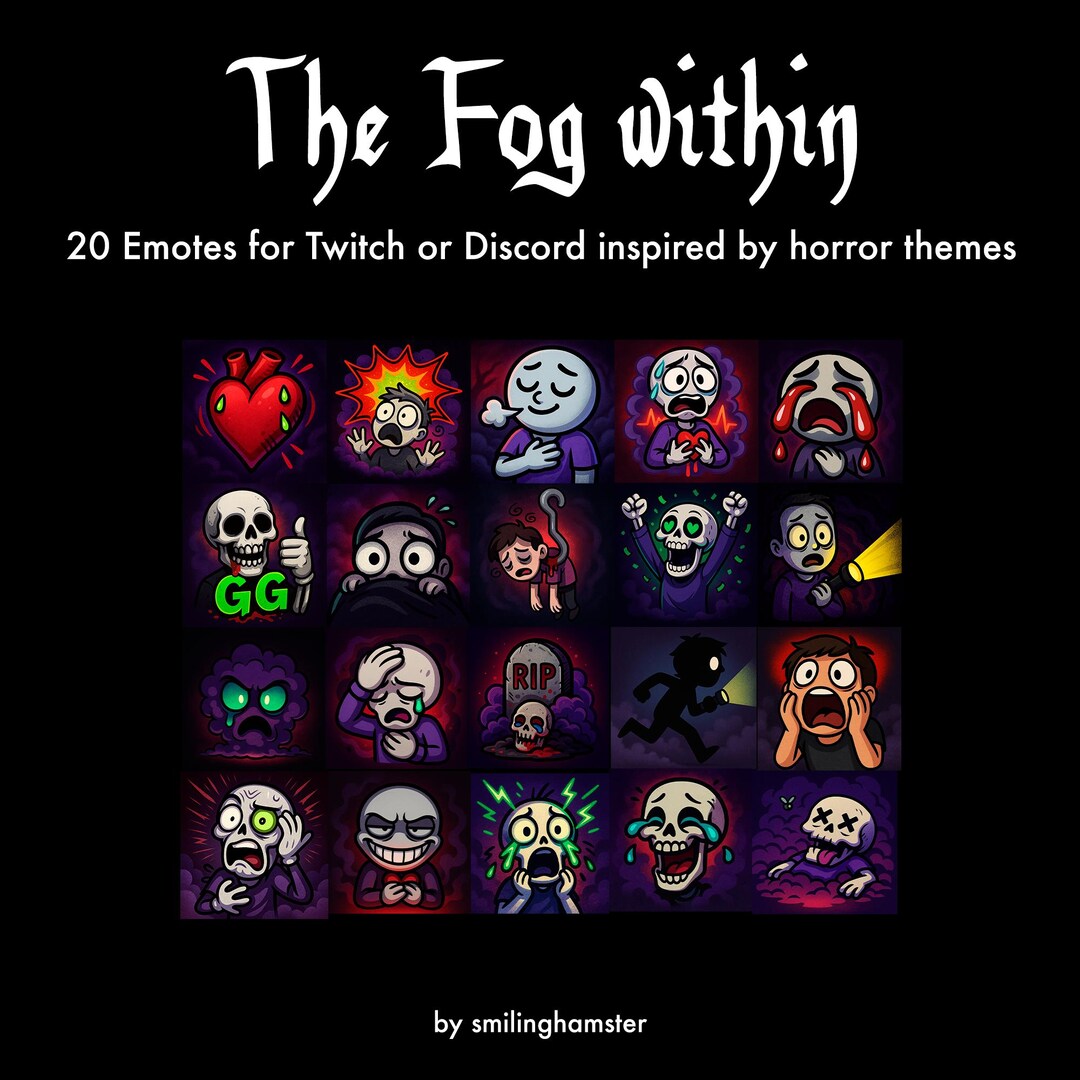 The Fog Within – 20 Horror Twitch Emotes | Dark Comic Emote Pack for ...