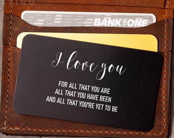 Custom wallet Card insert, I love you Wallet Insert Card Bride to Groom gift on wedding day, Metal Wallet Insert Card