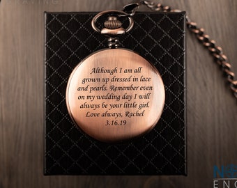 Father of the Bride gift, Pocket watch engraved, Father Daughter gift, Wedding gift for Dad, Mens Pocket watch
