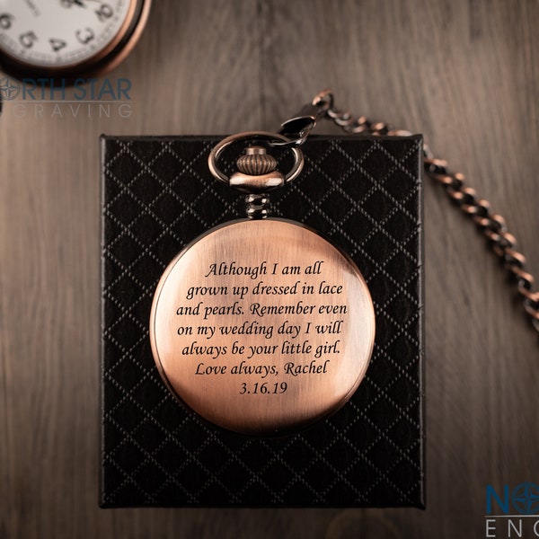 Father of the Bride gift, Pocket watch engraved, Father Daughter gift, Wedding gift for Dad, Mens Pocket watch