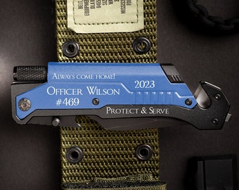 Police Officer Graduation gift, Custom Engraved Pocket Knife, Come Home Safe, Gifts for Men, Law enforcement Personalized Tactical Knife