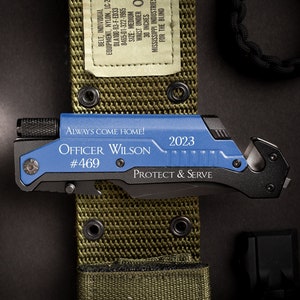 Police Officer Graduation gift, Custom Engraved Pocket Knife, Come Home Safe, Gifts for Men, Law enforcement Personalized Tactical Knife