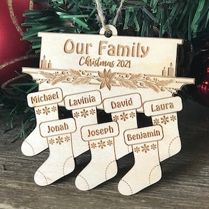 Personalized Custom Family Christmas Ornaments, Christmas 2025 Wood Ornament With Family Member Names, Custom Xmas Holiday Ornament