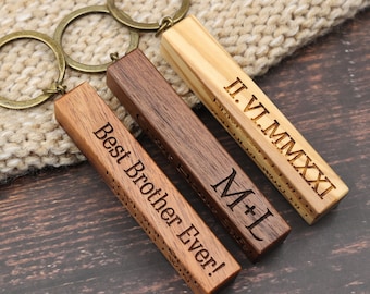 Custom Wooden Keychain, Wood anniversary gift for him or her, Boyfriend keychain, 5th anniversary wood gift for husband or wife