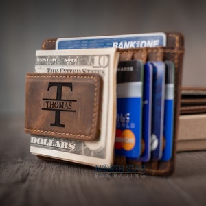 Personalized Money Clip Wallet Mens Leather Wallet Money 