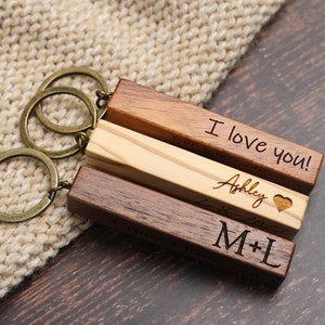 Engraved keychain, Boyfriend keychain personalized, Wooden bar keychain for boyfriend, Custom keychain, gifts for him, gifts for her