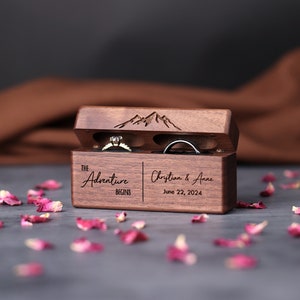 Double Ring Box for wedding Ceremony, Wood Ring box, Ring Bearer Ring Box, Ring Box Holder, Wedding Ring Keepsake Box