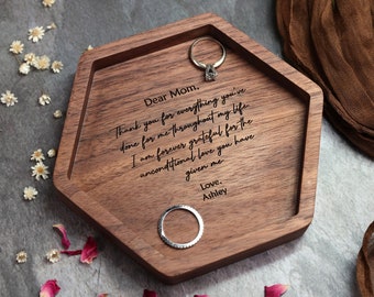 Walnut Wooden Valet Tray | Trinket Tray for Jewelry, Keys & Coins | Minimalist Catchall Dish | Gift for Him or Her