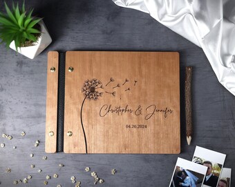 Custom Wooden Guest Book, Adventure Wedding Guest Book, Personalized Photo Album, Wedding Album Scrap Book