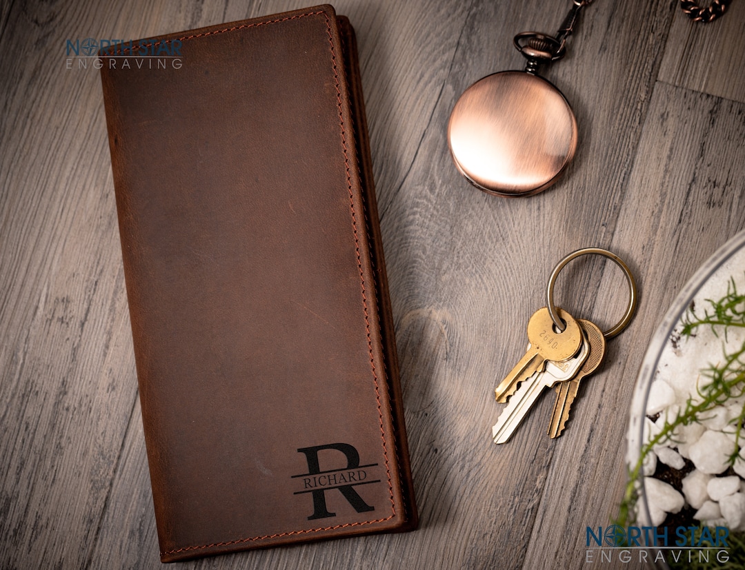 Monogrammed Leather Wallet: Custom Engraved Long Bifold - Etsy