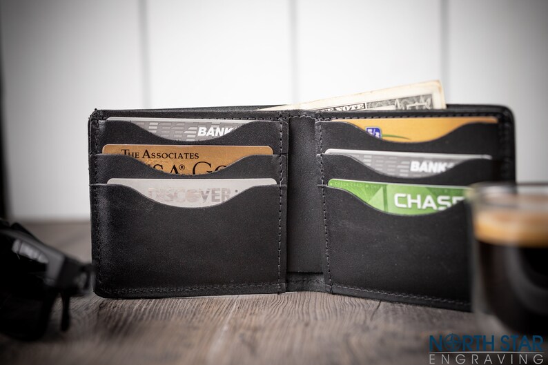 Mens Wallet Husband anniversary gift fior Men Black leather Etsy