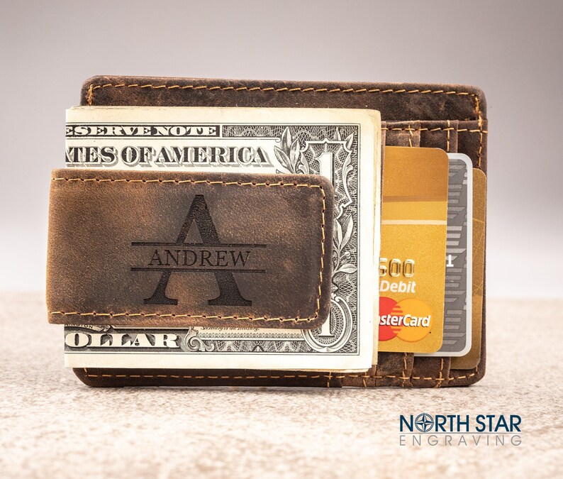 Husband Gift Boyfriend Gift Mens Leather Money Clip Wallet Groom Gift Gifts For Him Anniversary Gift For Husband Personalized Wallet - 