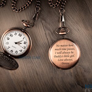 Father Daughter gift, Pocket Watch, Mens Personalized, Father of the Bride, Gifts for Dad from Daughter, Pocket Watch Chain, Pocket Watches image 8