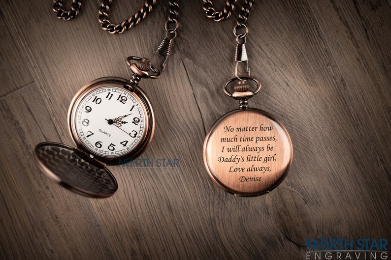 Father Daughter gift, Pocket Watch, Mens Personalized, Father of the Bride, Gifts for Dad from Daughter, Pocket Watch Chain, Pocket Watches image 8