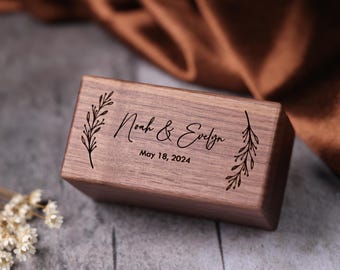 Jewelry Ring Box for Wedding Ceremony, Ring Bearer Box Alternative, Wooden Ring Box for 2-4 Rings, Anniversary gift for wife