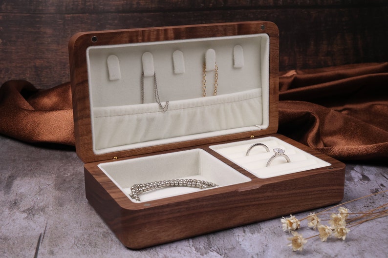 Jewelry Box Travel Case for Women, Custom Engraved Jewelry Box, Bridesmaid Jewelry Box, Jewelry Organizer, Custom Wood Jewelry Box image 2