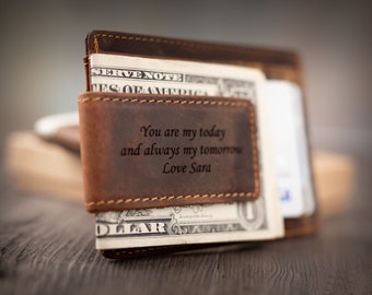 Leather Money Clip engraved, Personalized Money clip, Leather Money Clip, Engraved Money Clip, Mens Personalized, Gifts for Him