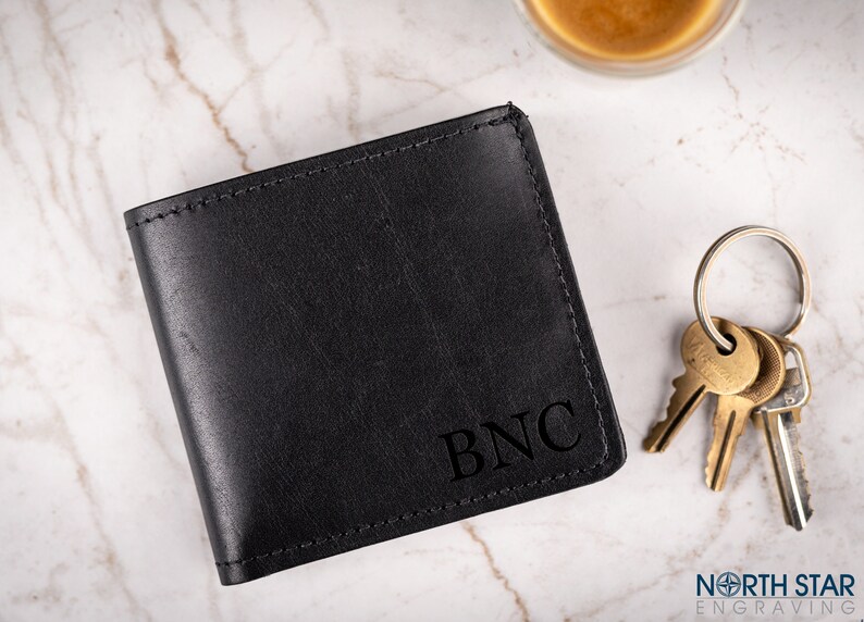 Mens Wallet Husband anniversary gift fior Men Black leather Etsy